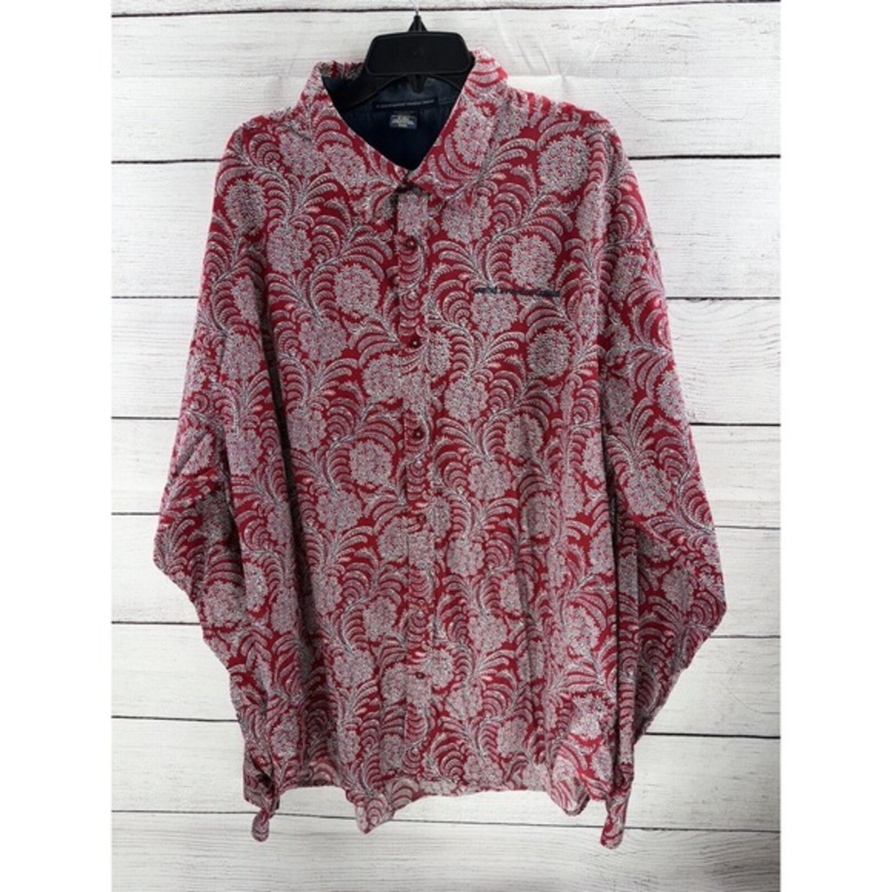 Le Jean‎ De Marithe + Francois Girbaud Button Up Shirt Mens 3XL Red Floral AOP